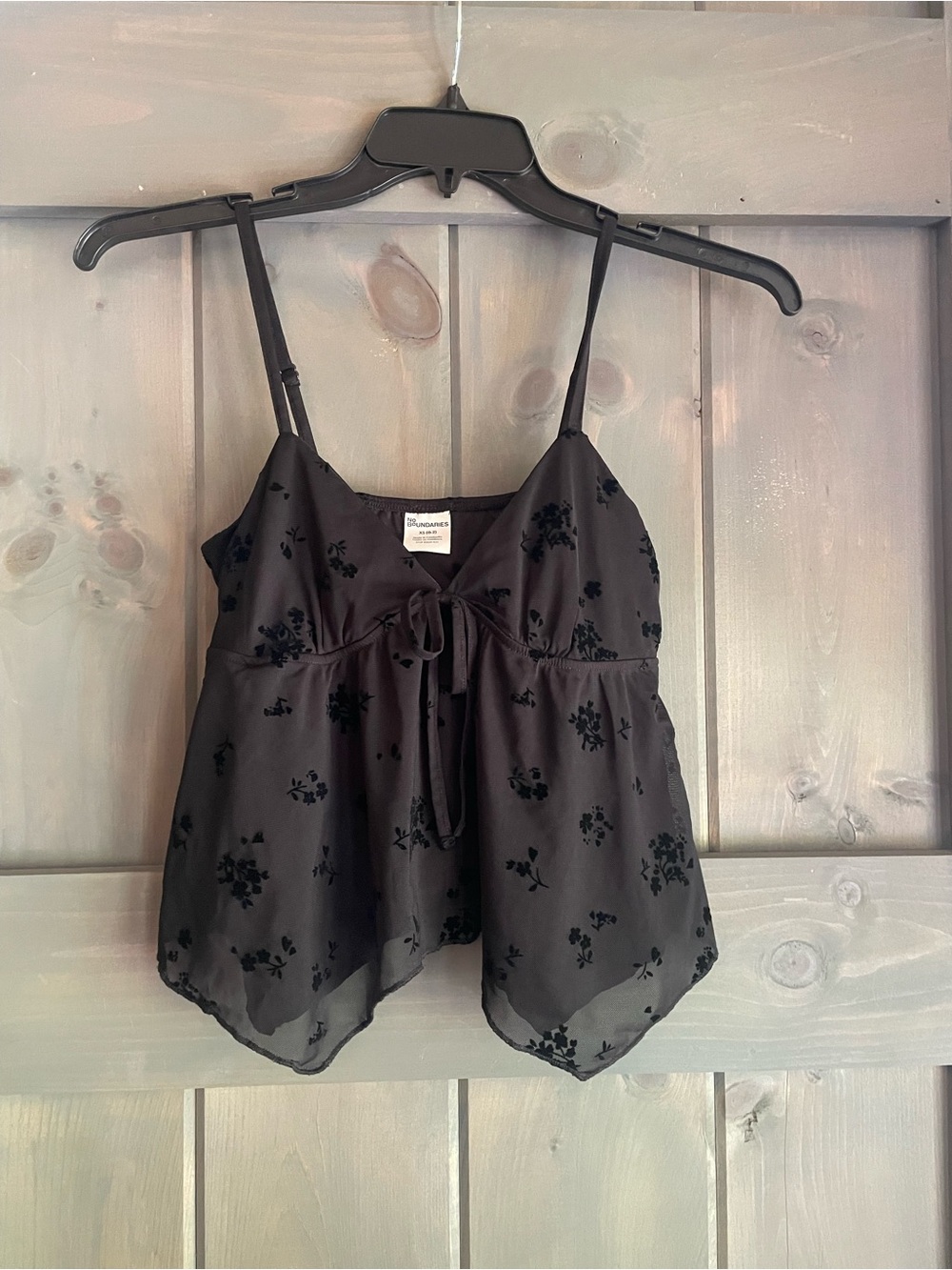 Women's Black Floral Tie-Front Camisole